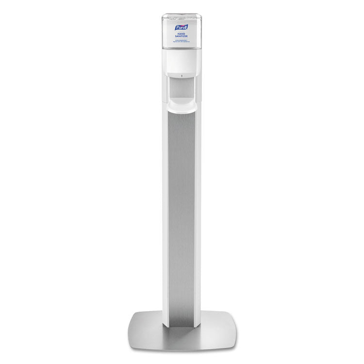 PURELL® MESSENGER ES6 Floor Stand with Dispenser, 1,200 mL, 13.16 x 16.63 x 51.57, Silver/White (GOJ7306DSSLV) Each