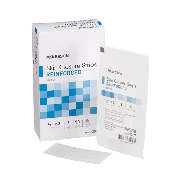 McKesson Skin Closure Strip 1/4 X 3 Inch Nonwoven Material Reinforced Strip White (876306_BX) 50/BX