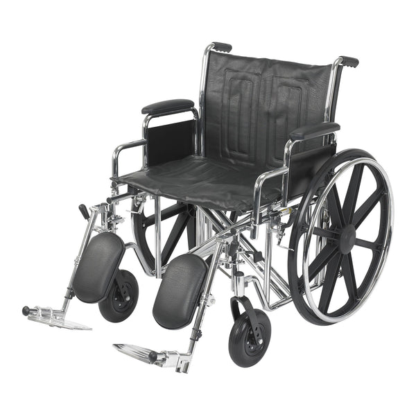McKesson Bariatric Wheelchair Dual Axle Desk Length Arm Swing-Away Elevating Legrest Black Upholstery 22 Inch Seat Width Adult 450 lbs. Weight Capacity (1065281_EA) 1/EA