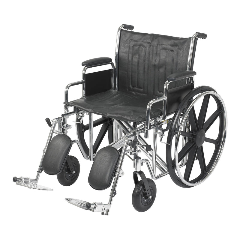McKesson Bariatric Wheelchair Dual Axle Desk Length Arm Swing-Away Elevating Legrest Black Upholstery 22 Inch Seat Width Adult 450 lbs. Weight Capacity (1065281_EA) 1/EA