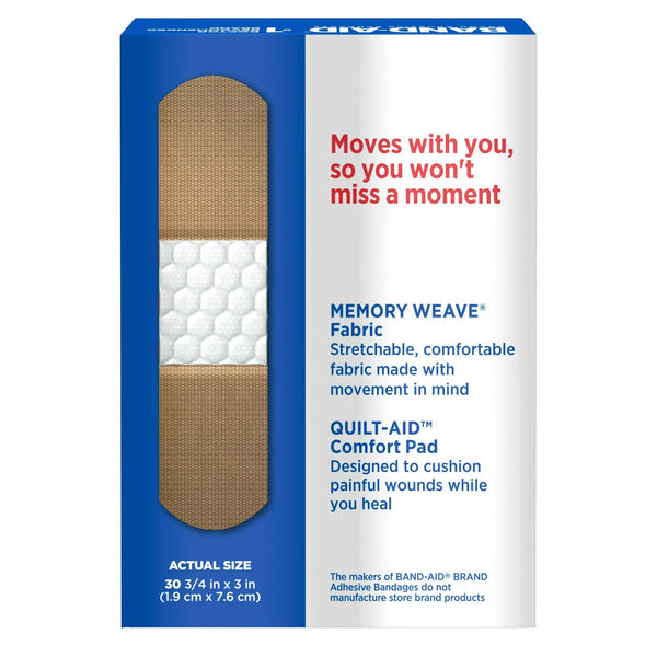 Band-Aid® Flexible Fabric Adhesive Strip 3/4 X 3 Inch Fabric Rectangle Tan Sterile (1228788_BX) 30/BX