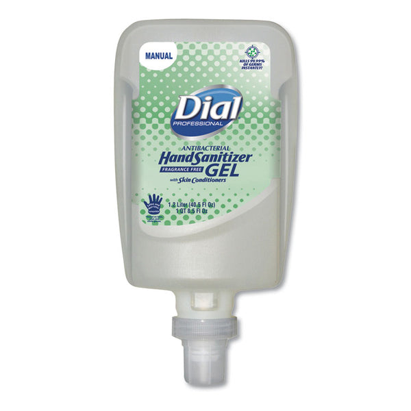 Dial® Professional Antibacterial Gel Hand Sanitizer Refill for FIT Manual Dispenser, 1.2 L, Fragrance-Free, 3/Carton (DIA16706)