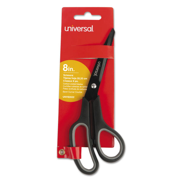 Universal® Industrial Carbon Blade Scissors, 8" Long, 3.5" Cut Length, Black/Gray Offset Handle (UNV92022)