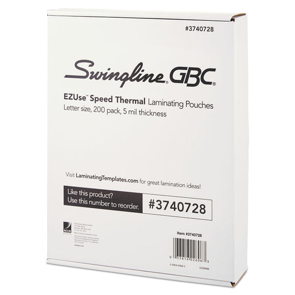 GBC® EZUse Thermal Laminating Pouches, 5 mil, 9" x 11.5", Gloss Clear, 200/Pack (GBC3740728) Pack of 200