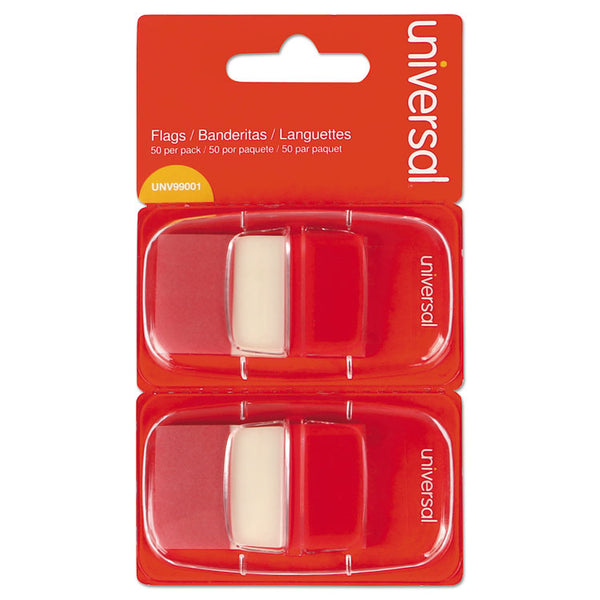 Universal® Page Flags, Red, 50 Flags/Dispenser, 2 Dispensers/Pack (UNV99001)