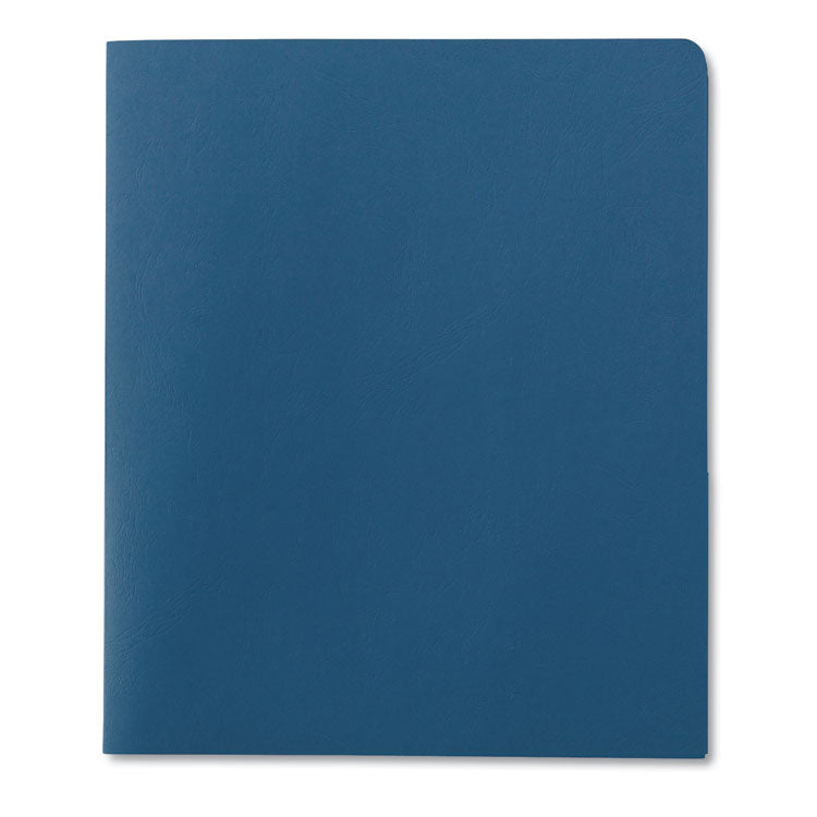 Smead™ Two-Pocket Folder, Embossed Leather Grain Paper, 100-Sheet Capacity, 11 x 8.5, Blue, 25/Box (SMD87852)