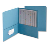 Smead™ Two-Pocket Folder, Embossed Leather Grain Paper, 100-Sheet Capacity, 11 x 8.5, Blue, 25/Box (SMD87852)