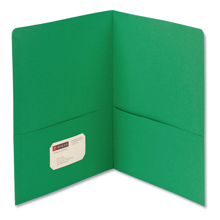 Smead™ Two-Pocket Folder, Textured Paper, 100-Sheet Capacity, 11 x 8.5, Green, 25/Box (SMD87855)