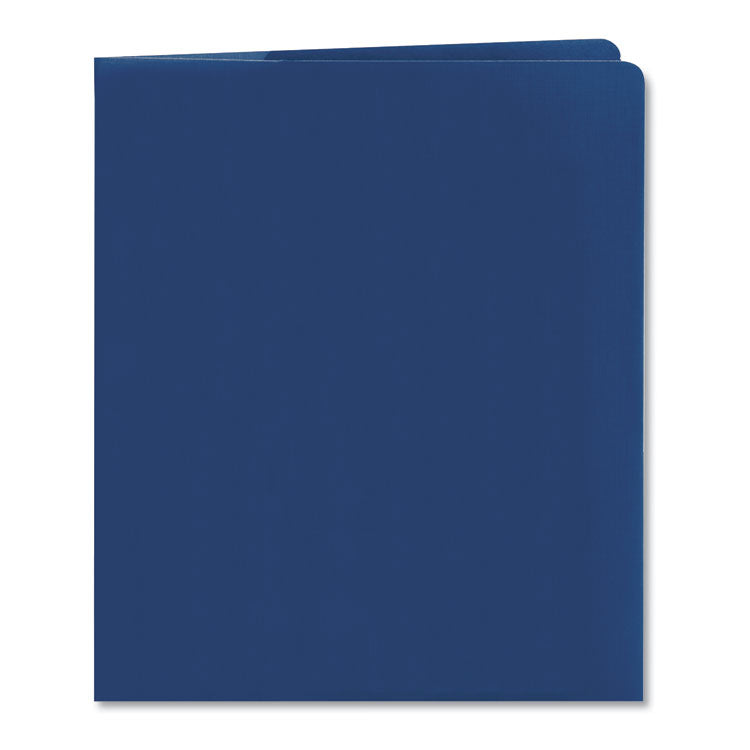 Smead™ Lockit Two-Pocket Folder, Textured Paper, 100-Sheet Capacity, 11 x 8.5, Dark Blue, 25/Box (SMD87982)
