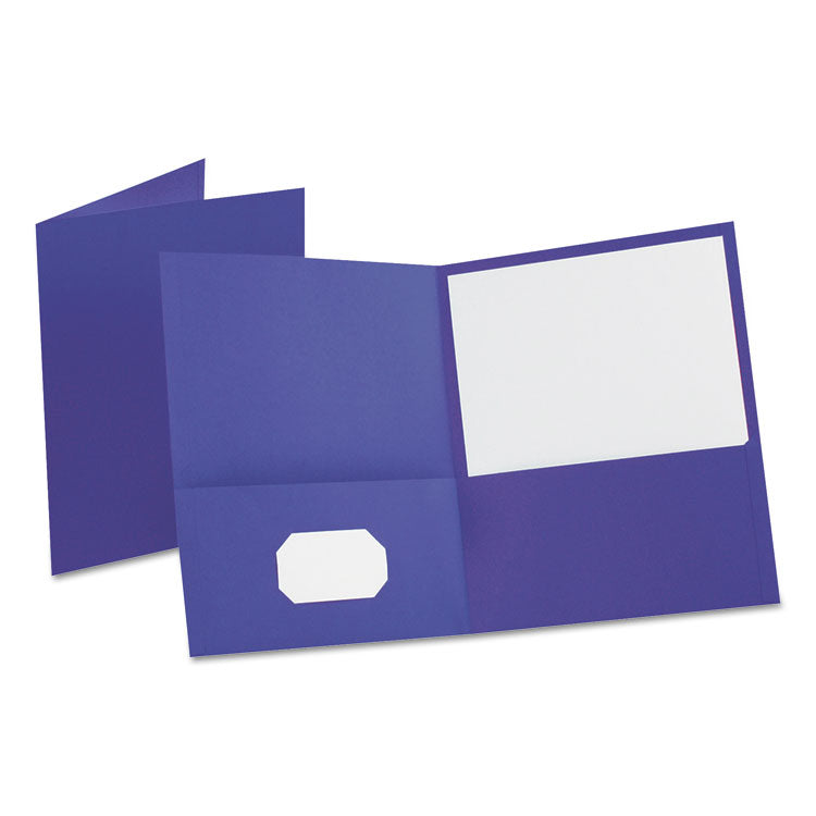 Oxford™ Leatherette Two Pocket Portfolio, 8.5 x 11, Purple/Purple, 10/Pack (OXF57583)