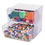 deflecto® Stackable Cube Organizer, 2 Compartments, 2 Drawers, Plastic, 6 x 7.2 x 6, Clear (DEF350101) Each