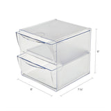 deflecto® Stackable Cube Organizer, 2 Compartments, 2 Drawers, Plastic, 6 x 7.2 x 6, Clear (DEF350101)