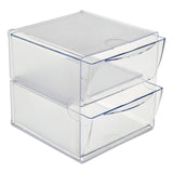 deflecto® Stackable Cube Organizer, 2 Compartments, 2 Drawers, Plastic, 6 x 7.2 x 6, Clear (DEF350101) Each