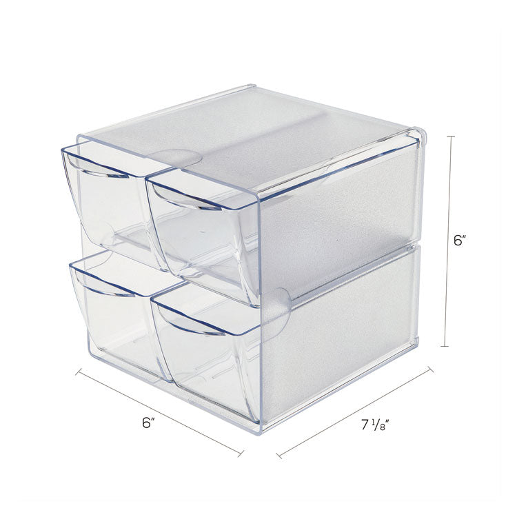 deflecto® Stackable Cube Organizer, 4 Compartments, 4 Drawers, Plastic, 6 x 7.2 x 6, Clear (DEF350301) Each