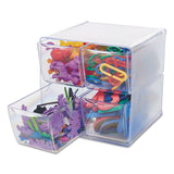 deflecto® Stackable Cube Organizer, 4 Compartments, 4 Drawers, Plastic, 6 x 7.2 x 6, Clear (DEF350301)