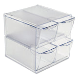 deflecto® Stackable Cube Organizer, 4 Compartments, 4 Drawers, Plastic, 6 x 7.2 x 6, Clear (DEF350301) Each