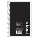 Universal® Wirebound Notebook, 3-Subject, Medium/College Rule, Black Cover, (120) 9.5 x 6 Sheets (UNV66410)