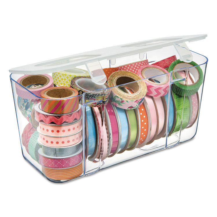 deflecto® Stackable Caddy Organizer, Medium, Plastic, 8.8 x 4 x 4.38, White (DEF29201CR) Each