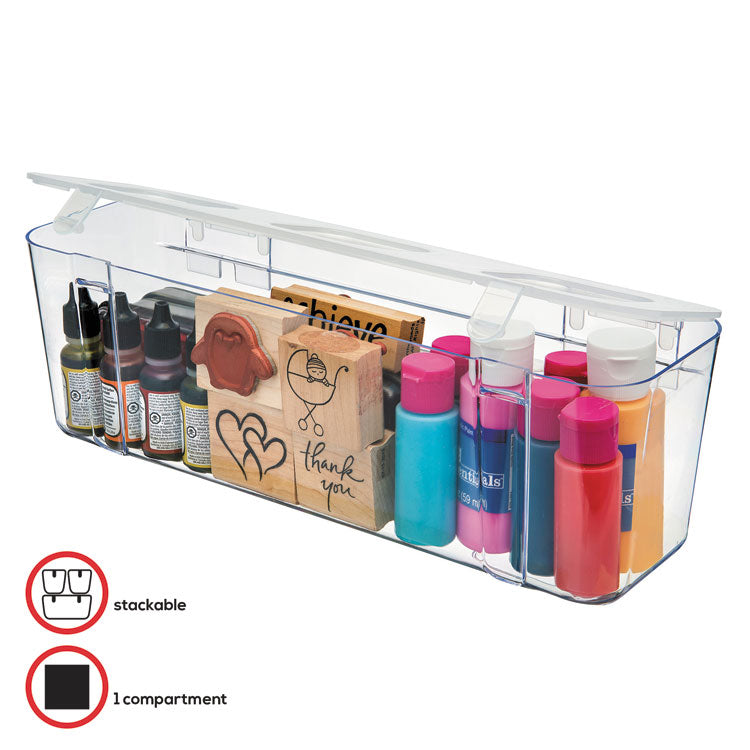 deflecto® Stackable Caddy Organizer, Large, Plastic, 13.24 x 4 x 4.38, White (DEF29301CR) Each