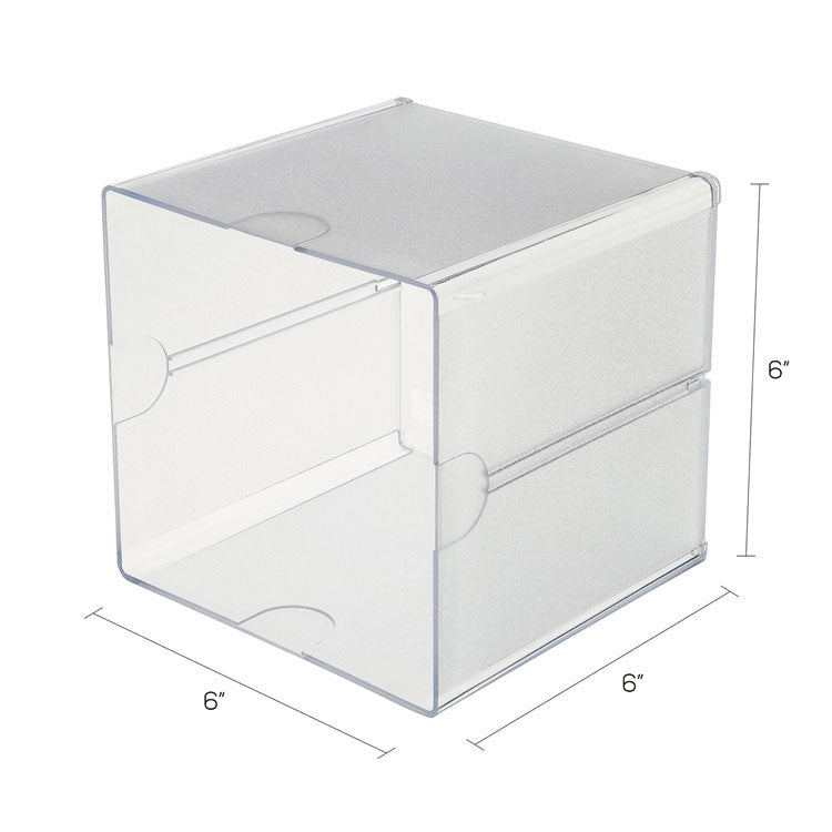 deflecto® Stackable Cube Organizer, 1 Compartment, 6 x 6 x 6, Plastic, Clear (DEF350401)