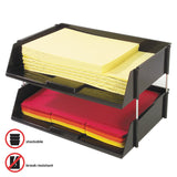 deflecto® Industrial Tray Side-Load Stacking Tray Set, 2 Sections, Letter to Legal Size Files, 16.38" x 11.13" x 3.5", Black, 2/Pack (DEF582704) 1 Set