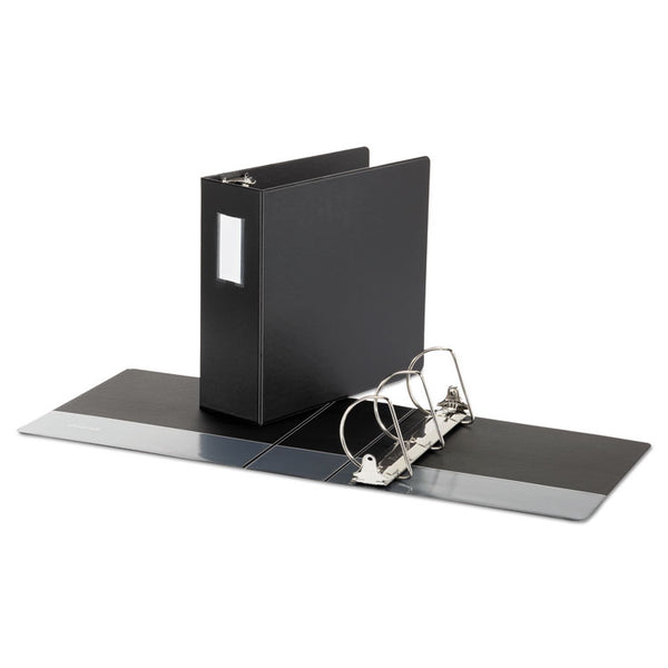 Universal® Deluxe Non-View D-Ring Binder with Label Holder, 3 Rings, 4" Capacity, 11 x 8.5, Black (UNV20706)