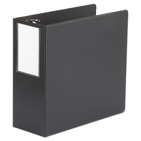 Universal® Deluxe Non-View D-Ring Binder with Label Holder, 3 Rings, 5" Capacity, 11 x 8.5, Black (UNV20714)