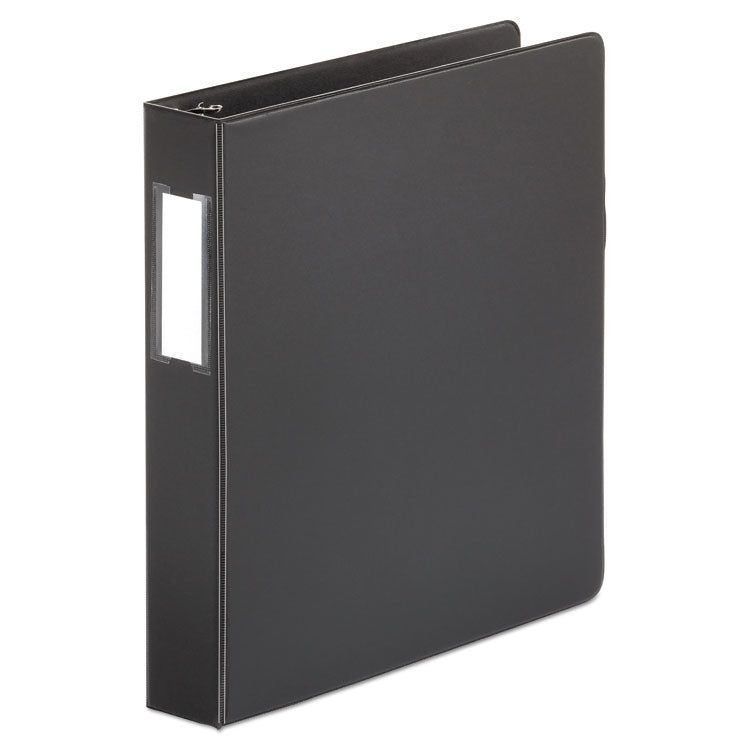 Universal® Deluxe Non-View D-Ring Binder with Label Holder, 3 Rings, 1.5" Capacity, 11 x 8.5, Black (UNV20771)