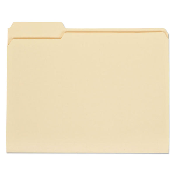 Universal® Top Tab File Folders, 1/3-Cut Tabs: Assorted, Letter Size, 0.75" Expansion, Manila, 100/Box (UNV12113)