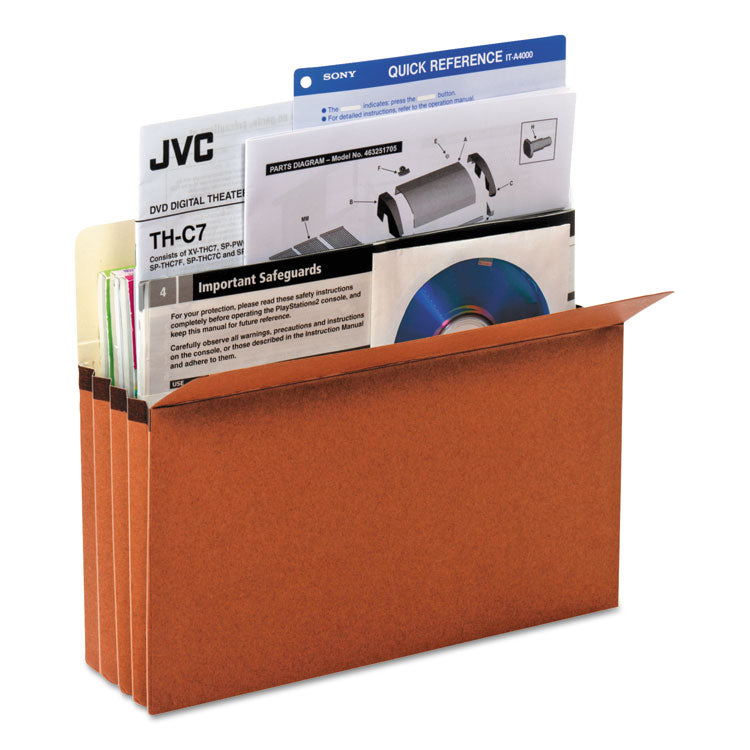 Universal® Redrope Expanding File Pockets, 3.5" Expansion, Letter Size, Redrope, 25/Box (UNV15343) Pack of 25