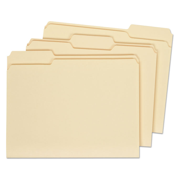 Universal® Double-Ply Top Tab Manila File Folders, 1/3-Cut Tabs: Assorted, Letter Size, 0.75" Expansion, Manila, 100/Box (UNV16113) Box of 100