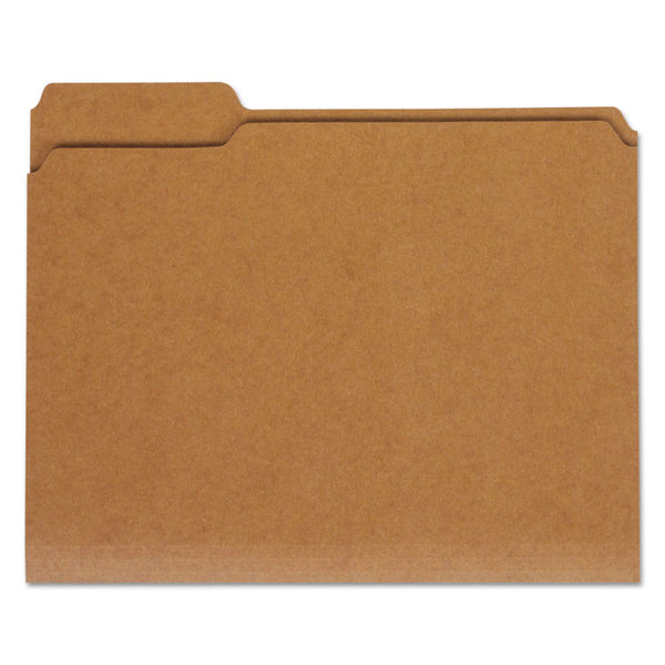 Universal® Reinforced Kraft Top Tab File Folders, 1/3-Cut Tabs: Assorted, Letter Size, 0.75" Expansion, Brown, 100/Box (UNV16133)