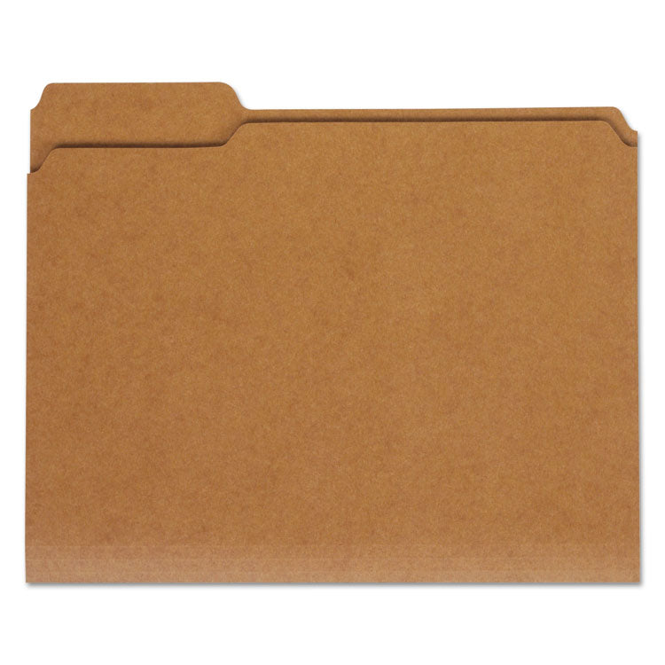 Universal® Reinforced Kraft Top Tab File Folders, 1/3-Cut Tabs: Assorted, Letter Size, 0.75" Expansion, Brown, 100/Box (UNV16133) Box of 100