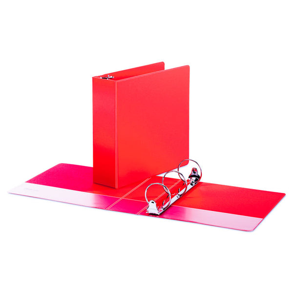 Universal® Economy Non-View Round Ring Binder, 3 Rings, 3" Capacity, 11 x 8.5, Red (UNV30409)