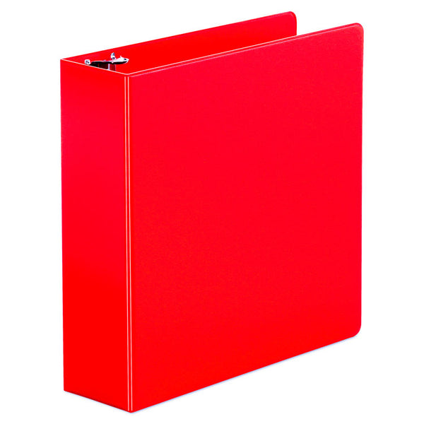 Universal® Economy Non-View Round Ring Binder, 3 Rings, 3" Capacity, 11 x 8.5, Red (UNV30409)