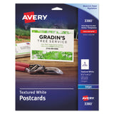 Avery® Printable Postcards, Inkjet, 65 lb, 4.25 x 5.5, Textured Matte White, 120 Cards, 4 Cards/Sheet, 30 Sheets/Box (AVE3380)