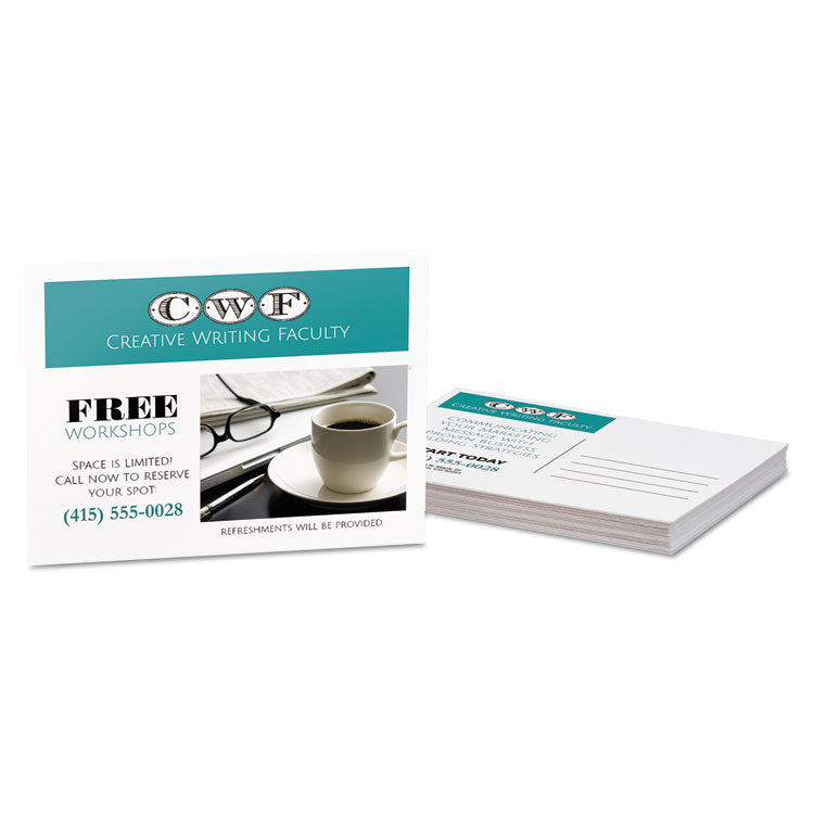 Avery® Printable Postcards, Laser, 80 lb, 4.25 x 5.5, Uncoated White, 200 Cards, 4 Cards/Sheet, 50 Sheets/Box (AVE5689)