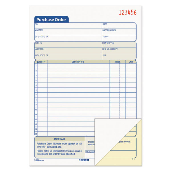 TOPS™ Purchase Order Book, 12 Lines, Two-Part Carbonless, 5.56 x 8.44, 50 Forms Total (TOP46140) Each