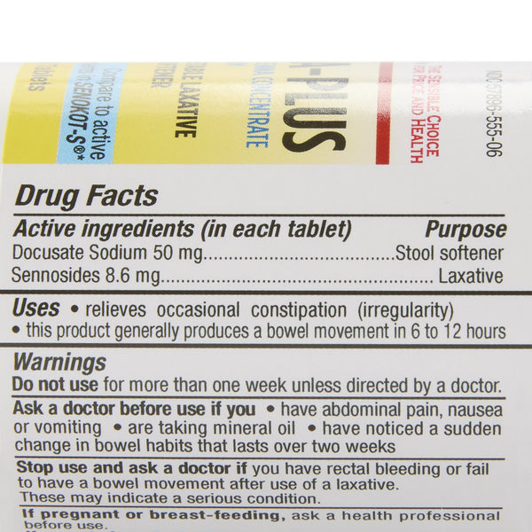 HEALTHSTAR® Stool Softener / Laxative Tablet 60 per Bottle 50 mg - 8.6 mg Strength Docusate Sodium / Sennosides (689181_CS) 12/CS