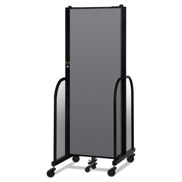 Screenflex Portable Room Divider, 5 ft 9" x 0.75" x 6 ft, Vinyl/Fiberglass/Steel, Gray (SCXCFSL603DG) Each