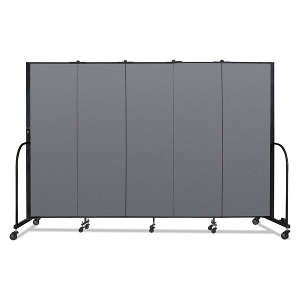 Screenflex Portable Room Divider, 9 ft 5" x 0.75" x 6 ft, Vinyl/Fiberglass/Steel, Gray (SCXCFSL605DG) Each