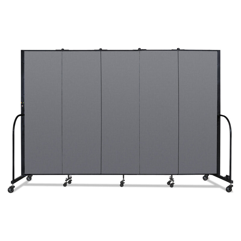 Screenflex Portable Room Divider, 9 ft 5" x 0.75" x 6 ft, Vinyl/Fiberglass/Steel, Gray (SCXCFSL605DG) Each