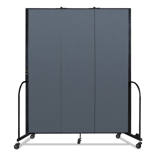 Screenflex Portable Room Divider, 5 ft 9" x 0.75" x 7 ft 4", Vinyl/Fiberglass/Steel, Blue (SCXCFSL743DB) Each