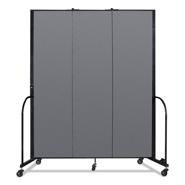 Screenflex Portable Room Divider, 5 ft 9" x 0.75" x 7 ft 4", Vinyl/Fiberglass/Steel, Gray (SCXCFSL743DG) Each