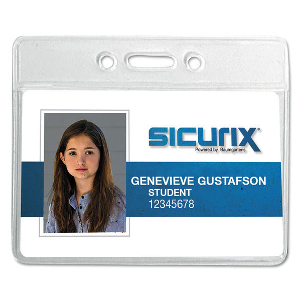 SICURIX® SICURIX Badge Holder, Horizontal, 2.13 x 3.38, Clear, 12/Pack (BAU67810)