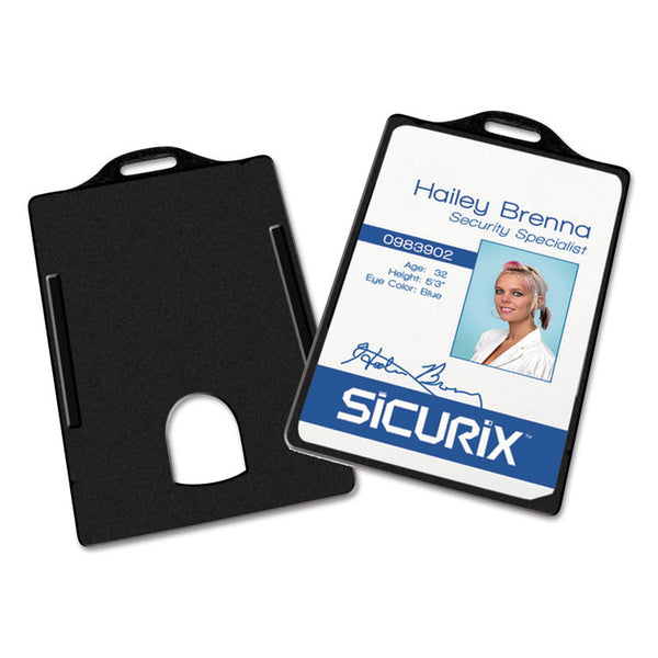 SICURIX® Sicurix Badge/Card Holder, 4 x 2 9/10, Black, 25/Pack (BAU68320)