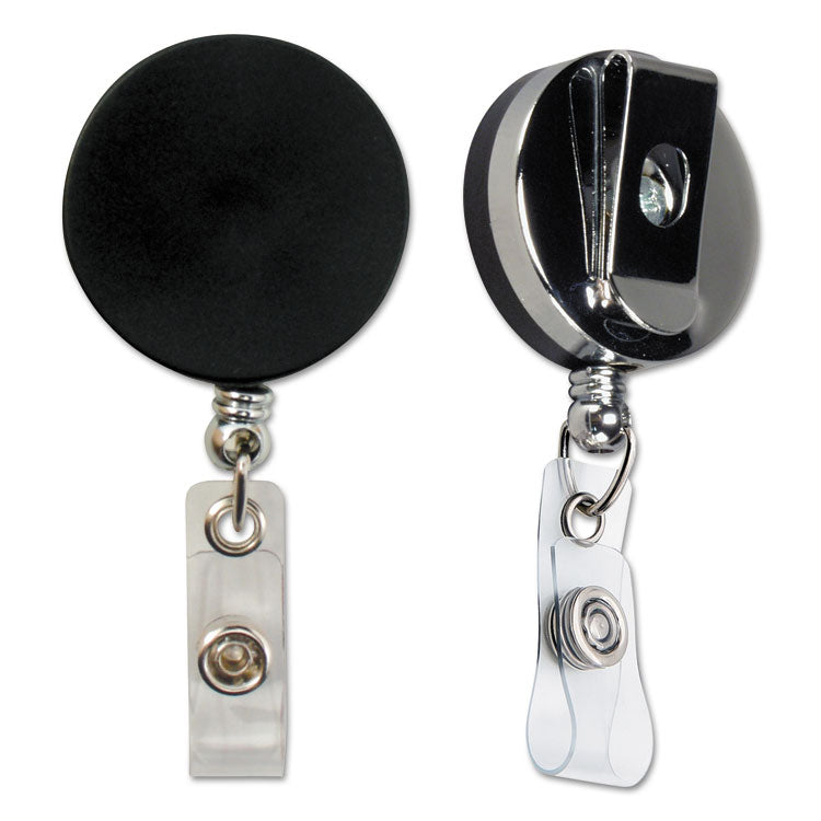 SICURIX® Heavy Duty ID Card Reel, 30" Extension, Black/Chrome (BAU68814) Each