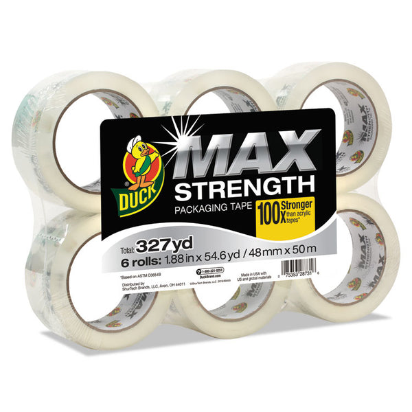 Duck® MAX Packaging Tape, 3" Core, 1.88" x 54.6 yds, Crystal Clear, 6/Pack (DUC241513)
