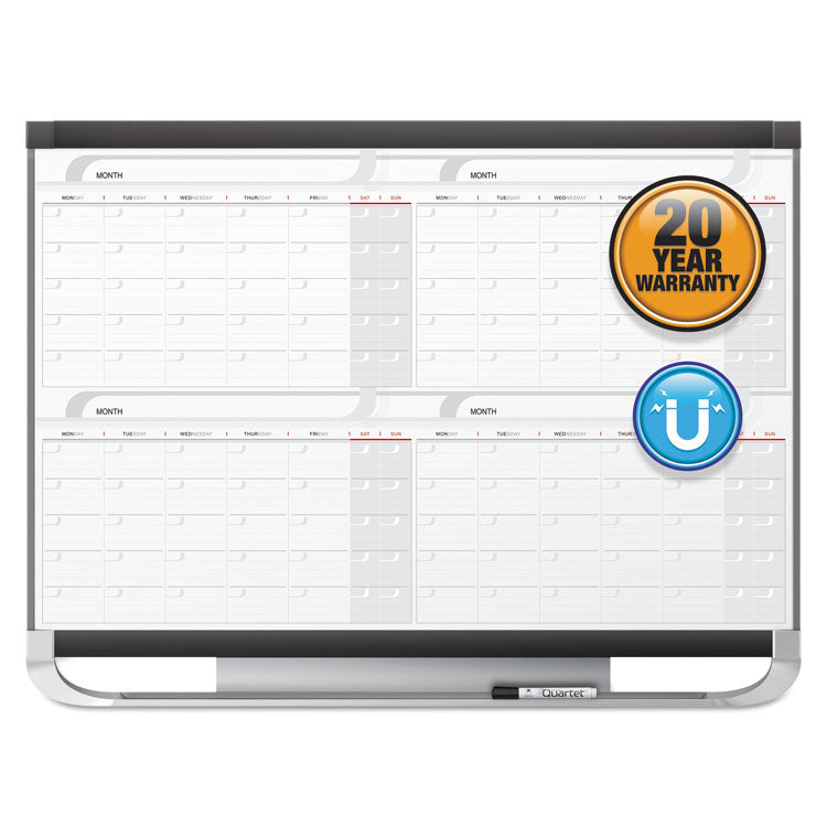 Quartet® Prestige 2 Magnetic Total Erase Four-Month Calendar, 36 x 24, White Surface, Graphite Fiberboard/Plastic Frame (QRT4MCP23P2) Each