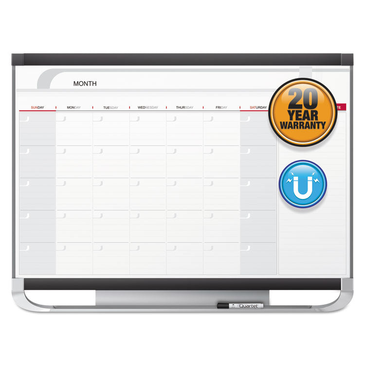Quartet Prestige 2 Magnetic Total Erase Monthly Calendar, 48 x 36, Graphite Color Frame (QRTCP43P2) Each